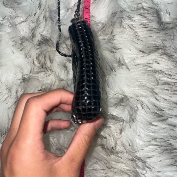 Tiny beaded crossbody black sequin purse travel bag party bag club bag - Picture 5 of 11